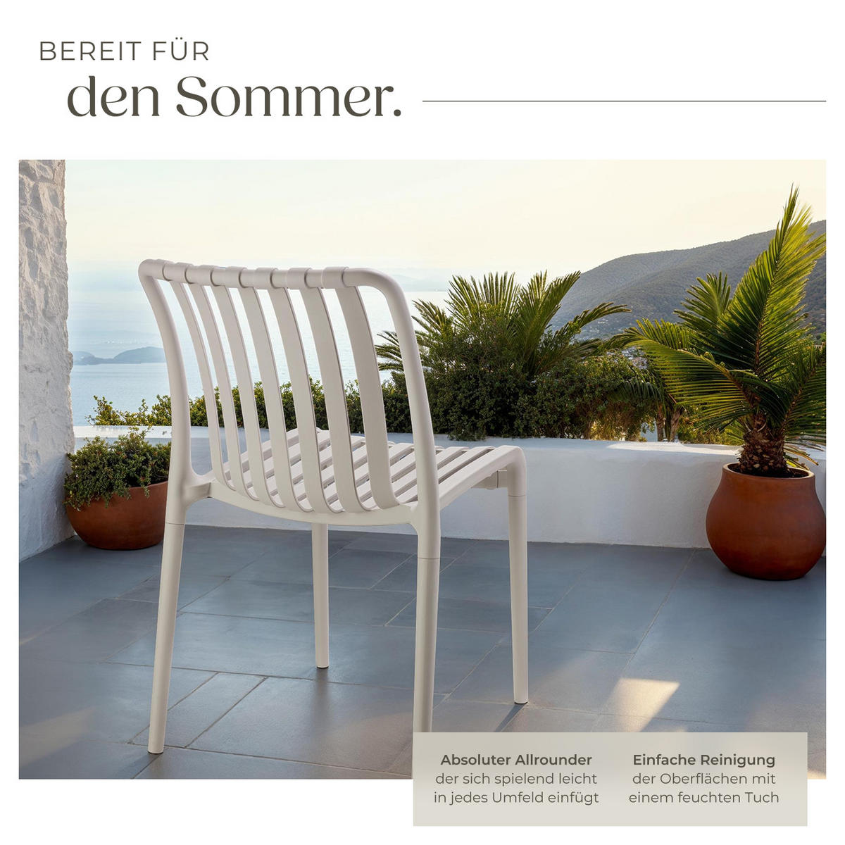 GARTENSTÜHLE Alcudia,47 x 58 x 80,5 cm, Belastbarkeit 110 kg,taupe - Taupe, Textil (47/80.5/58cm) - tectake