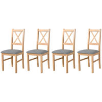 STUHL Nilo 10 (4er Set) - Grau/Sonoma Eiche, Holz (43/94/40cm) - Leaf Design