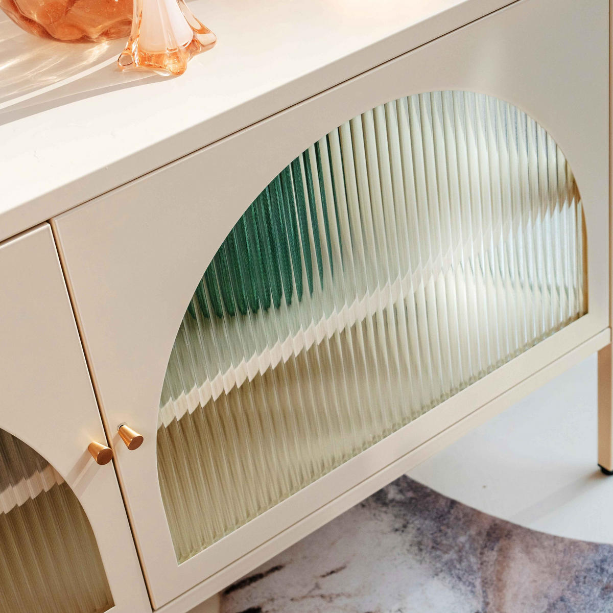 TV-SCHRANK, Weiß - Ecru/Weiß, Metall (115/60/35cm) - Oviala
