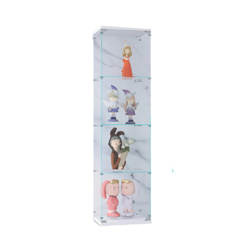 STANDVITRINE 42x164cm Weiß mit 4 Böden, abschließbar - Weiß, Glas (14.37/64.56/16.73cm) - SHOPENTRA