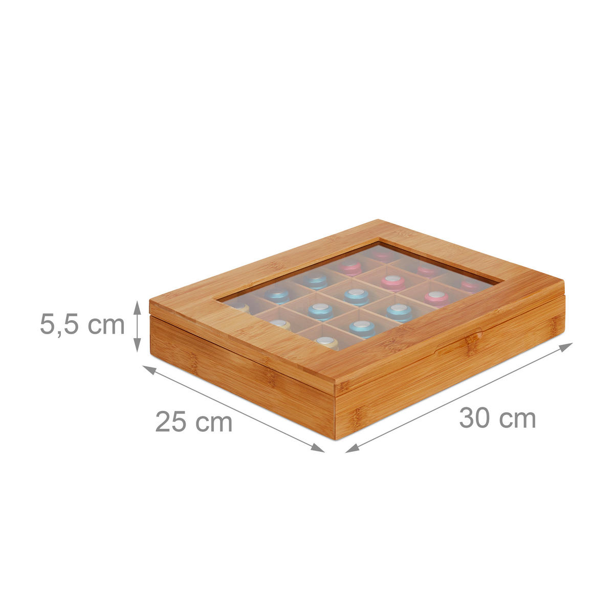 KAPSULOVÝ box - svetlohnedá, drevo/kompozitné drevo (30/5.5/25cm) - Relaxdays