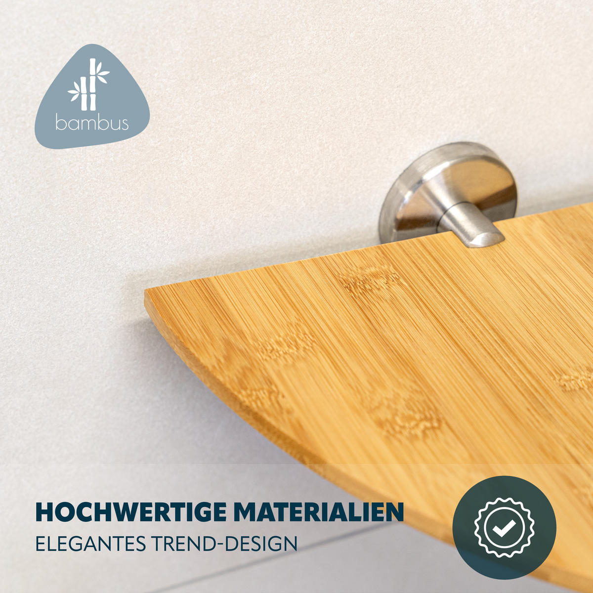 ECK-WANDABLAGE PIAZZA, Edelstahl Bambus - Braun, Holz (35/6/25cm) - bremermann