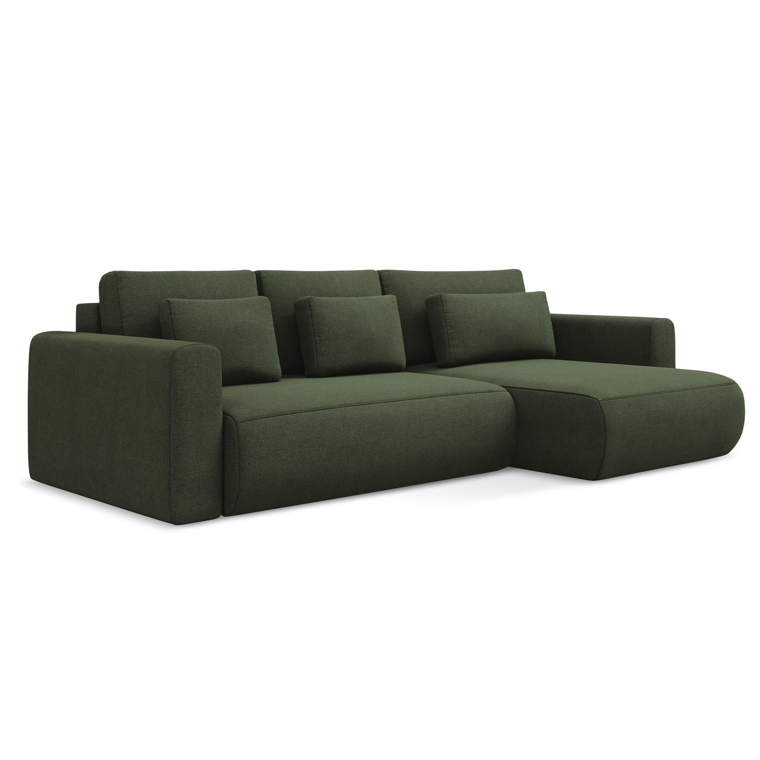 ECKSOFA mit Schlaffunktion Strukturstoff Stoff Grün - Schwarz/Olivgrün, Kunststoff/Textil (278/149cm) - LaMiaSofa