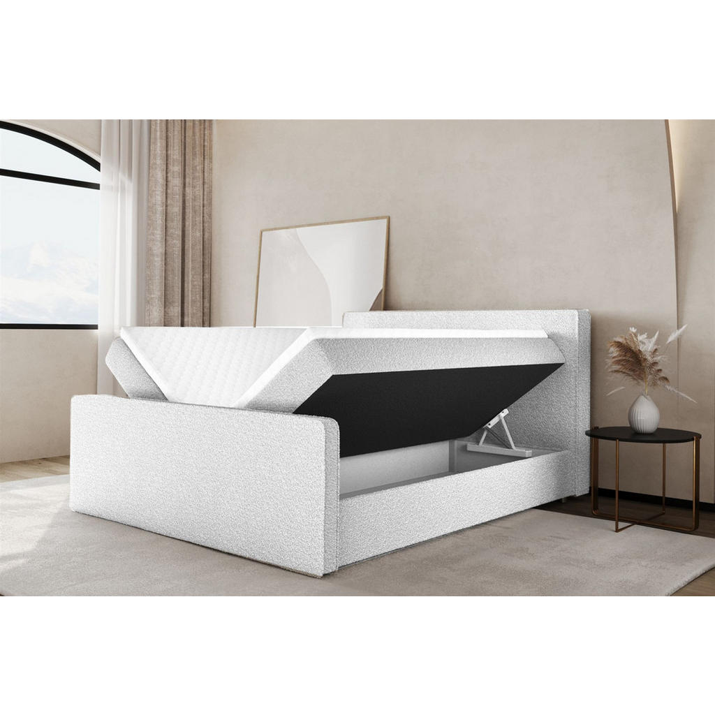 Thumbnail - Fun Möbel Boxbett, Hellgrau, Textil, 180x200 cm, Schlafzimmer, Betten, Boxspringbetten