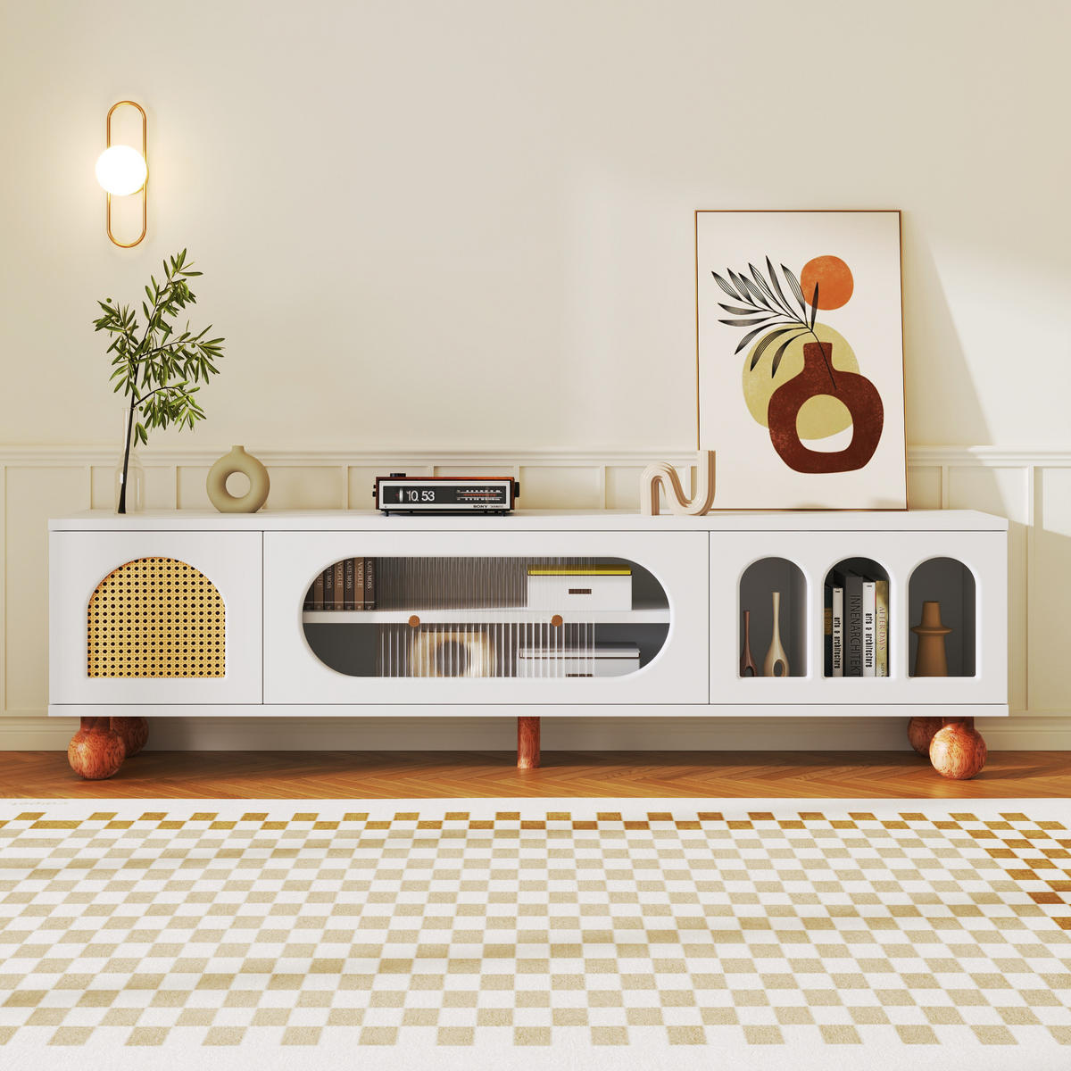 TV-SCHRANK in Weiß mit Glasschiebetür 170/37/47 cm - Weiß, Holzwerkstoff (170/37/47cm) - Redom