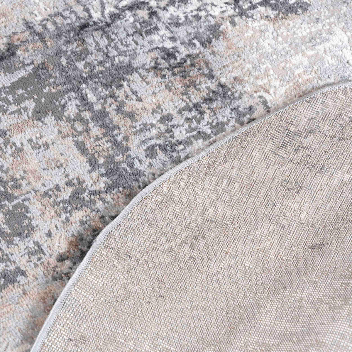 TEPPICH Grau Rund Abstrakt Kurzflor - 100 x 100 cm - Hellgrau, Textil (100/100cm) - Mazovia