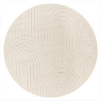 TEPPICH Kurzflor waschbar Struktur Wohnzimmer schmutzabweisend Creme Rund 160D - Beige, Textil (160/160cm) - KADIMA DESIGN