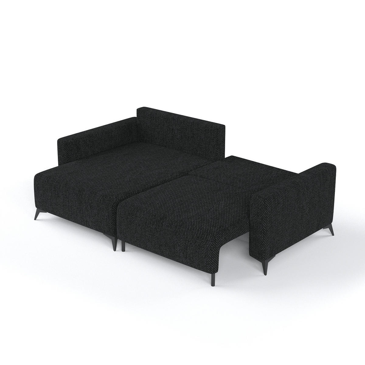 ECKSOFA NUVIO mit Schlaffunktion Schwarz im Neve Stoff - Schwarz, Holz/Holzwerkstoff (239/148cm) - AltaBeds