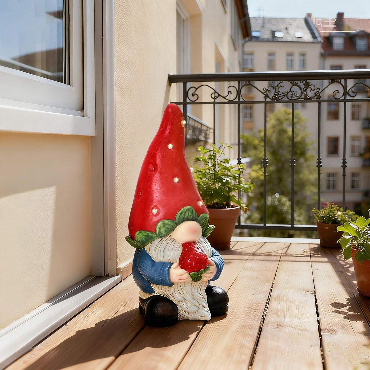 LED Gartenfigur Zwerg, 19x20x40 cm - Multicolor, Naturmaterialien (19.5/40/19cm) - Hometopia