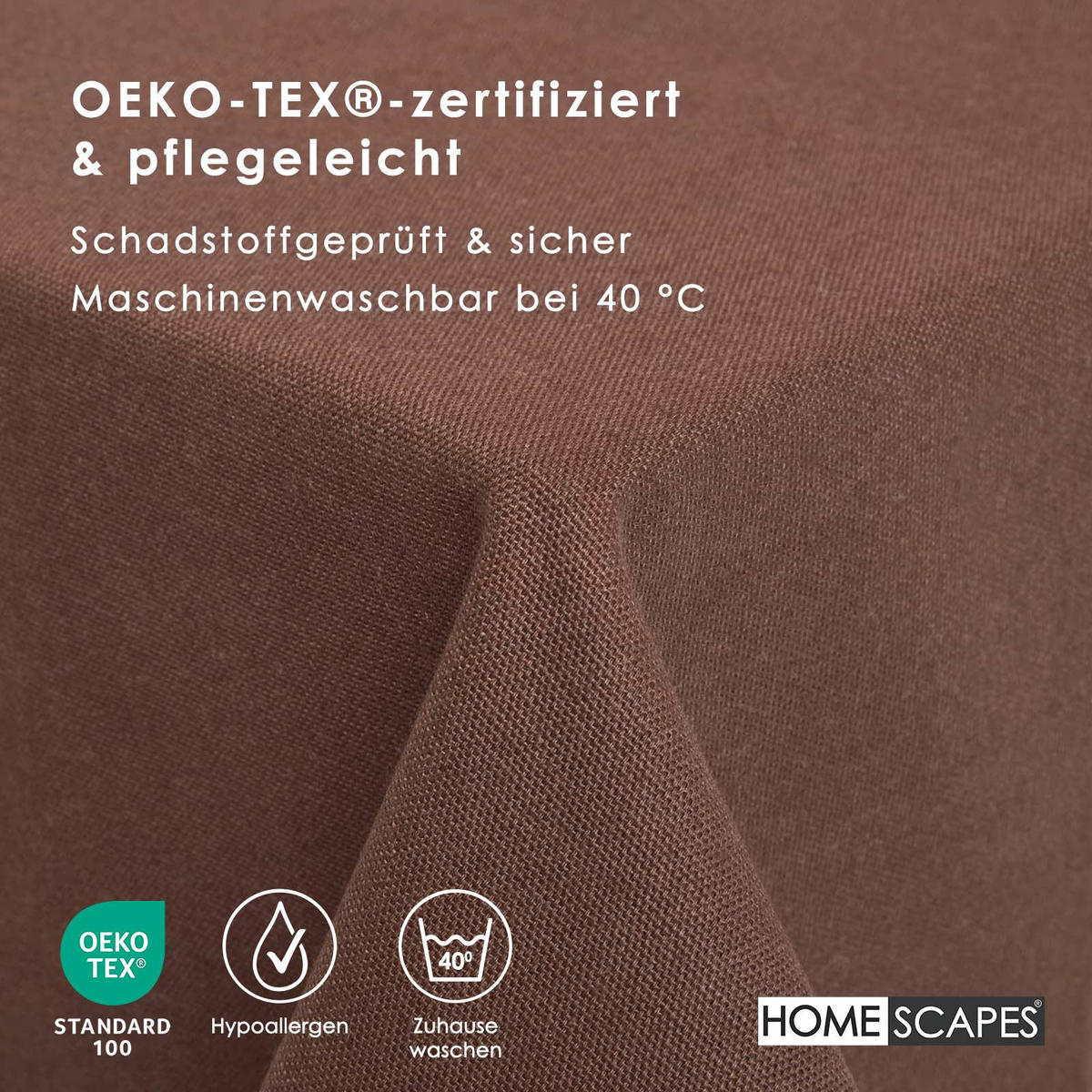 TISCHDECKE braun 137/137 cm, 100% Baumwolle - Braun, Textil (137/137cm) - Homescapes