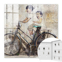 SCHLÜSSELBOX Weiß 30x30 cm – Türöffnung nach rechts - Kinder und Fahrrad - Beige, Metall (30/30/5cm) - TULUP
