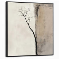 LEINWAND Bilder mit Rahmen - Wabi sabi - Pflanze - Beige - 90x90 - Taupe, Textil (90/90cm) - MuchoWow
