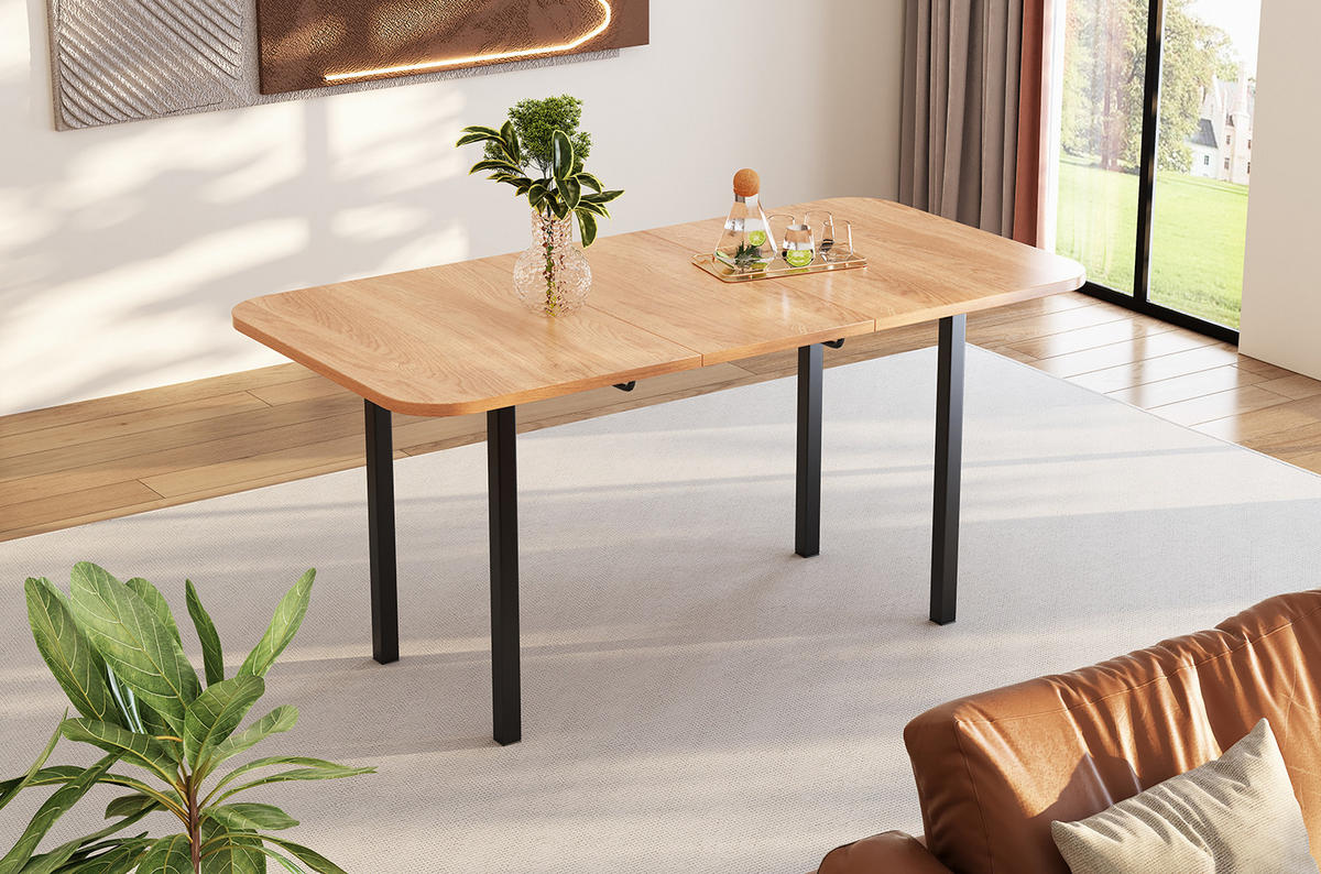 ESSTISCH 120/160 cm Naturfarbe aus MDF mit Ausziehfunktion - Eichefarben, Holzwerkstoff (160/80/75cm) - OKMYHOME