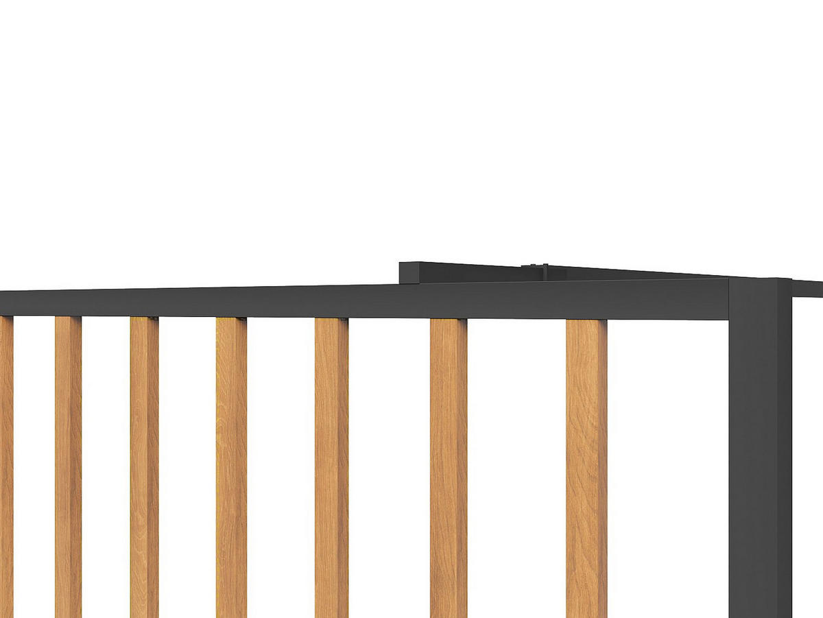 DUSCHWAND für begehbare Duschen - Aluminium - Holz-Optik & Schwarz matt - 140 x 200 cm - TOPEKA - Schwarz, Glas (140/200cm) - Vente-Unique