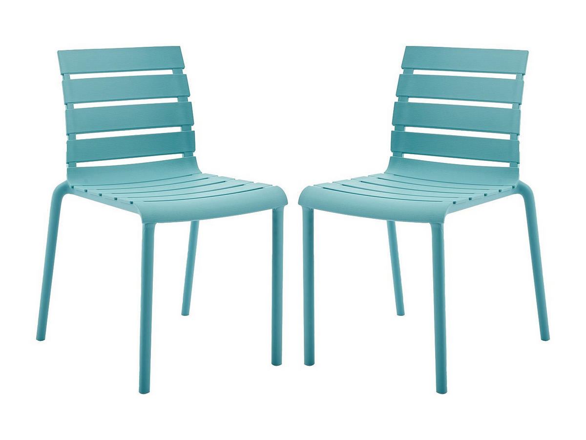 GARTENSTUHL stapelbar 2er-Set - Polypropylen - Himmelblau - PANDJI von MYLIA - Hellblau, Kunststoff (49.5/79/54cm) - Vente-Unique
