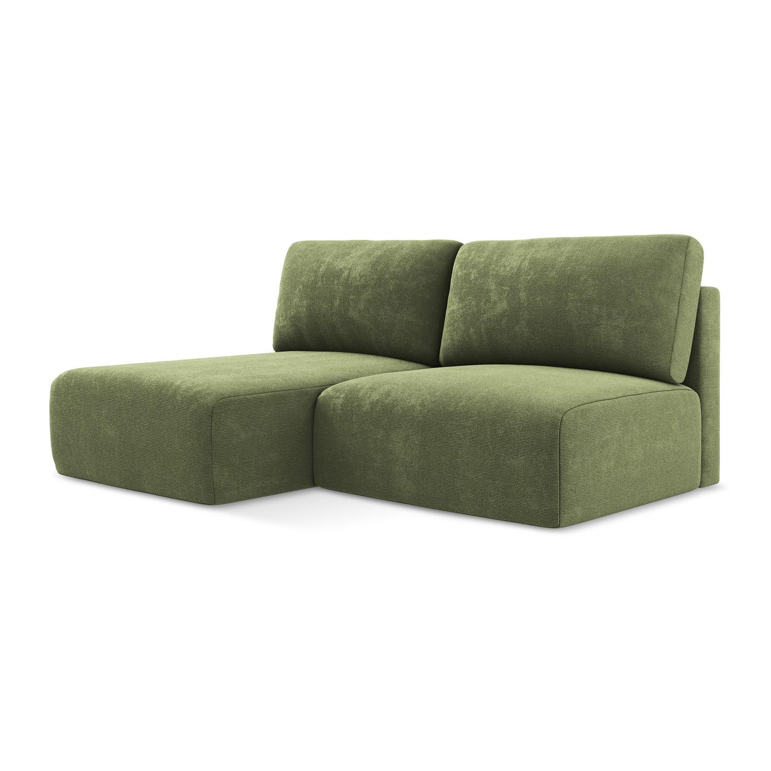 ECKSOFA mit Schlaffunktion links Chenille Stoff Grün - Schwarz/Grau, Kunststoff/Textil (149/210cm) - LaMiaSofa