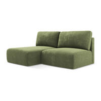 ECKSOFA mit Schlaffunktion links Chenille Stoff Grün - Schwarz/Grau, Kunststoff/Textil (149/210cm) - LaMiaSofa