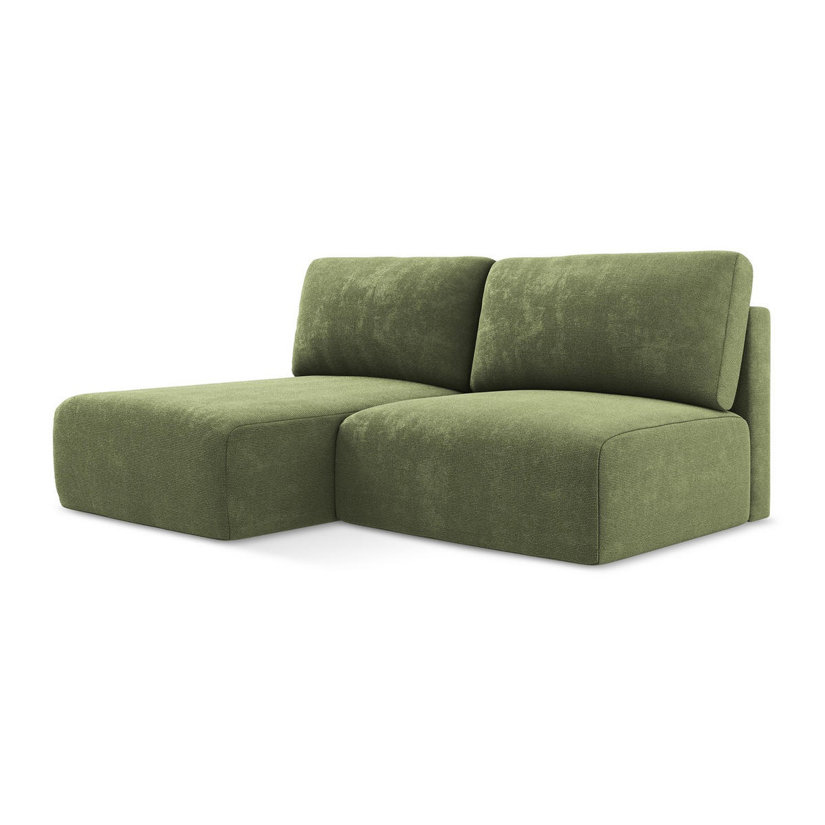 ECKSOFA mit Schlaffunktion links Chenille Stoff Grün - Schwarz/Grau, Kunststoff/Textil (149/210cm) - LaMiaSofa