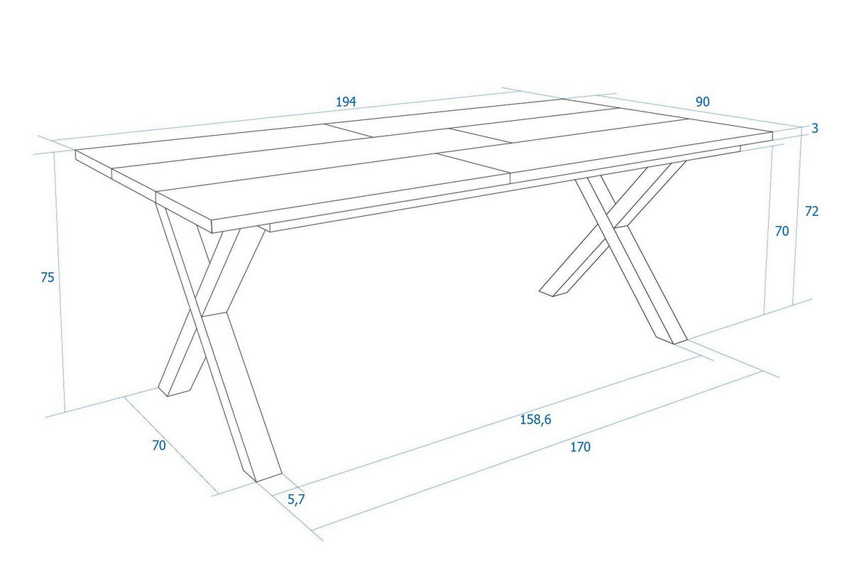 ESSZIMMERTISCH für 10 Gäste, schwarz, 194/90/75cm - Schwarz, Holzwerkstoff (90/194/75cm) - Skraut Home