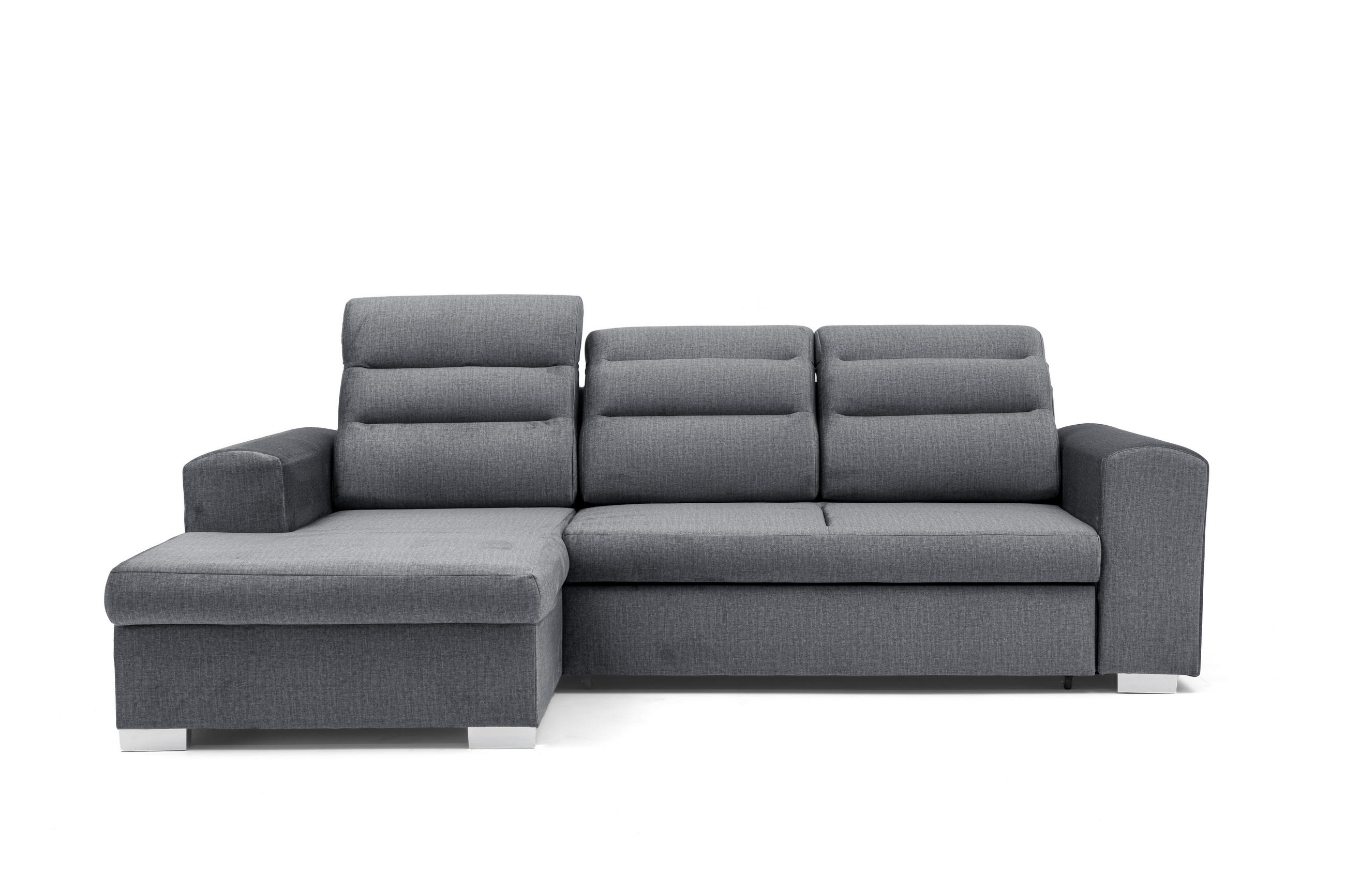 ECKSOFA CLOUD S Links mit Schlaffunktion 120x200 Velours Dunkelgrau - Chromfarben/Dunkelgrau, Holz/Kunststoff (155/260cm) - Muffo