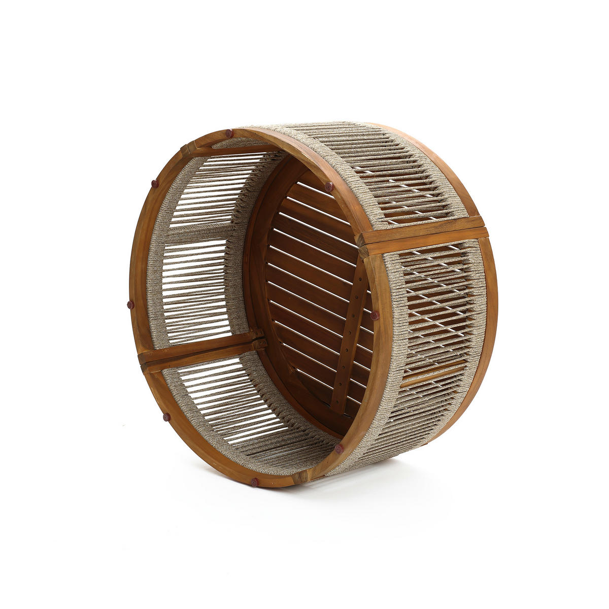 RUNDER Couchtisch Outdoor | Ø80 x H42 cm - Braun, Holz (80/80/41.5cm) - Hometopia