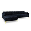 ECKSOFA links Mamaia aus Samt dunkelblau 5 Sitzplätze - Dunkelblau, Textil (185/293cm) - Micadoni