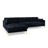 ECKSOFA links Mamaia aus Samt dunkelblau 5 Sitzplätze - Dunkelblau, Textil (185/293cm) - Micadoni