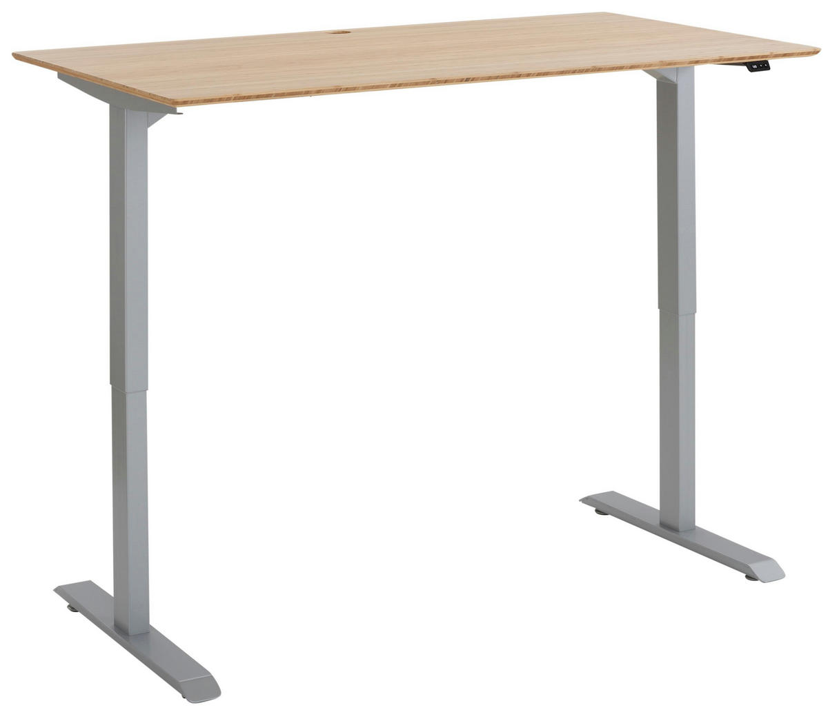 SCHREIBTISCH Platingrau 150x80 cm massiver Bambusplatte – von MAJA Möbel, elektrisch höhenverstellbar - Grau, Holzwerkstoff (80/150/70.5cm)