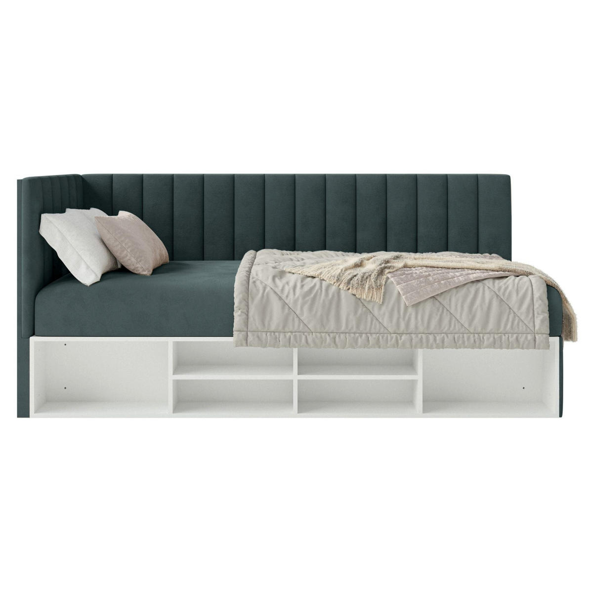 JUGENDBETT Ventrio Blaugrau Easy-Clean-Samtbezug 90x200 cm - Hellgrau, Kunststoff/Textil (90/200cm) - Selsey