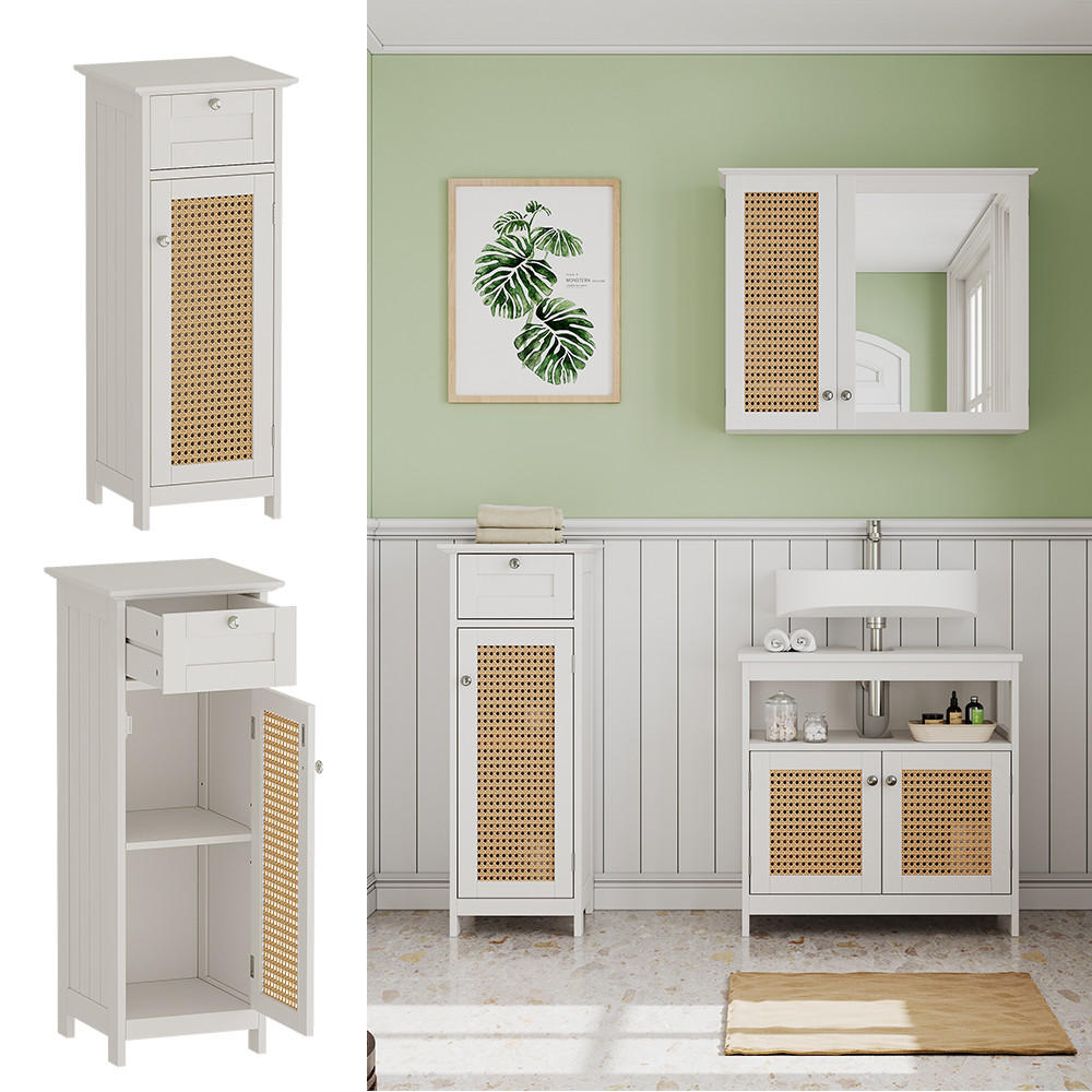 MIDISCHRANK Rosario Weiß 32 x 87 cm mit Tür und Schublade - Weiß, Holzwerkstoff (32/87/30cm) - Vicco