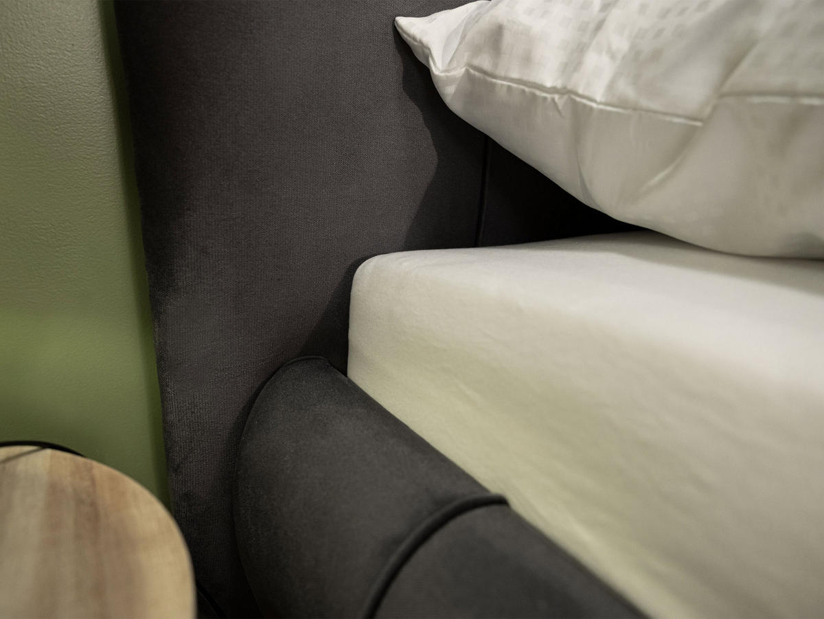 POLSTERBETT Slim XI mit Füße - Dunkelgrau/Goldfarben, Holz/Holzwerkstoff (180/200cm) - MIRJAN24