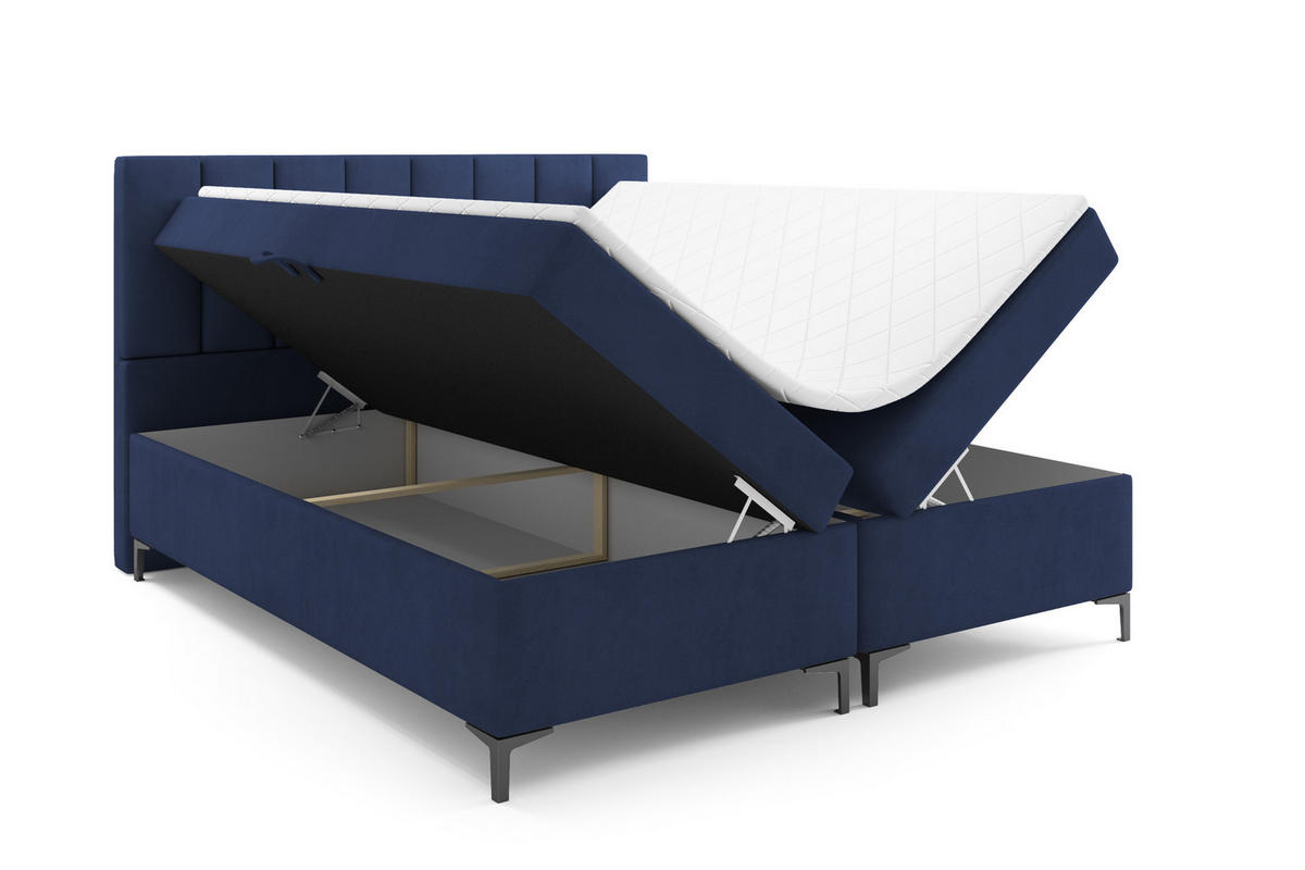 BOXBETT CHESTER 120 x 200 Dunkelblau - Dunkelblau, Textil/Metall (120/200cm) - VLR BEDS
