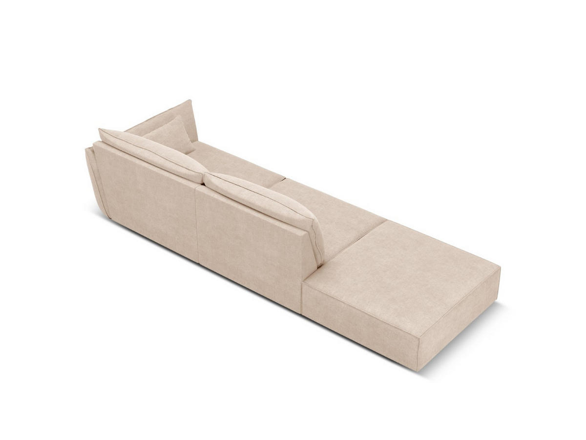 LINKES-SOFA Kaelle aus Chenille-Stoff beige 4 Sitzplätze - Beige, Textil (110/85/264cm) - Micadoni