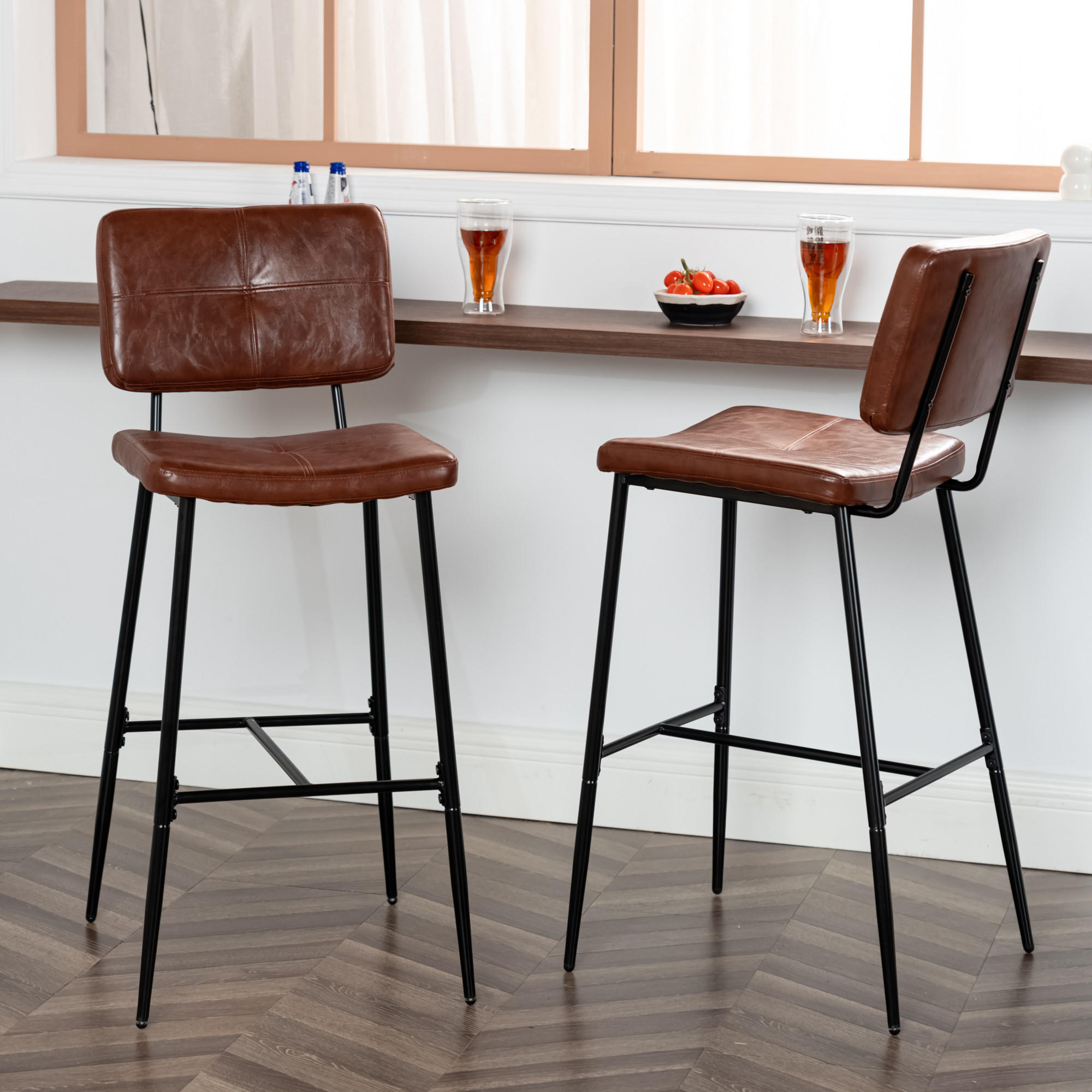 BARHOCKER in Eisen Webstoff - Braun, Metall (46.5/104/53cm) - Meubles Cosy