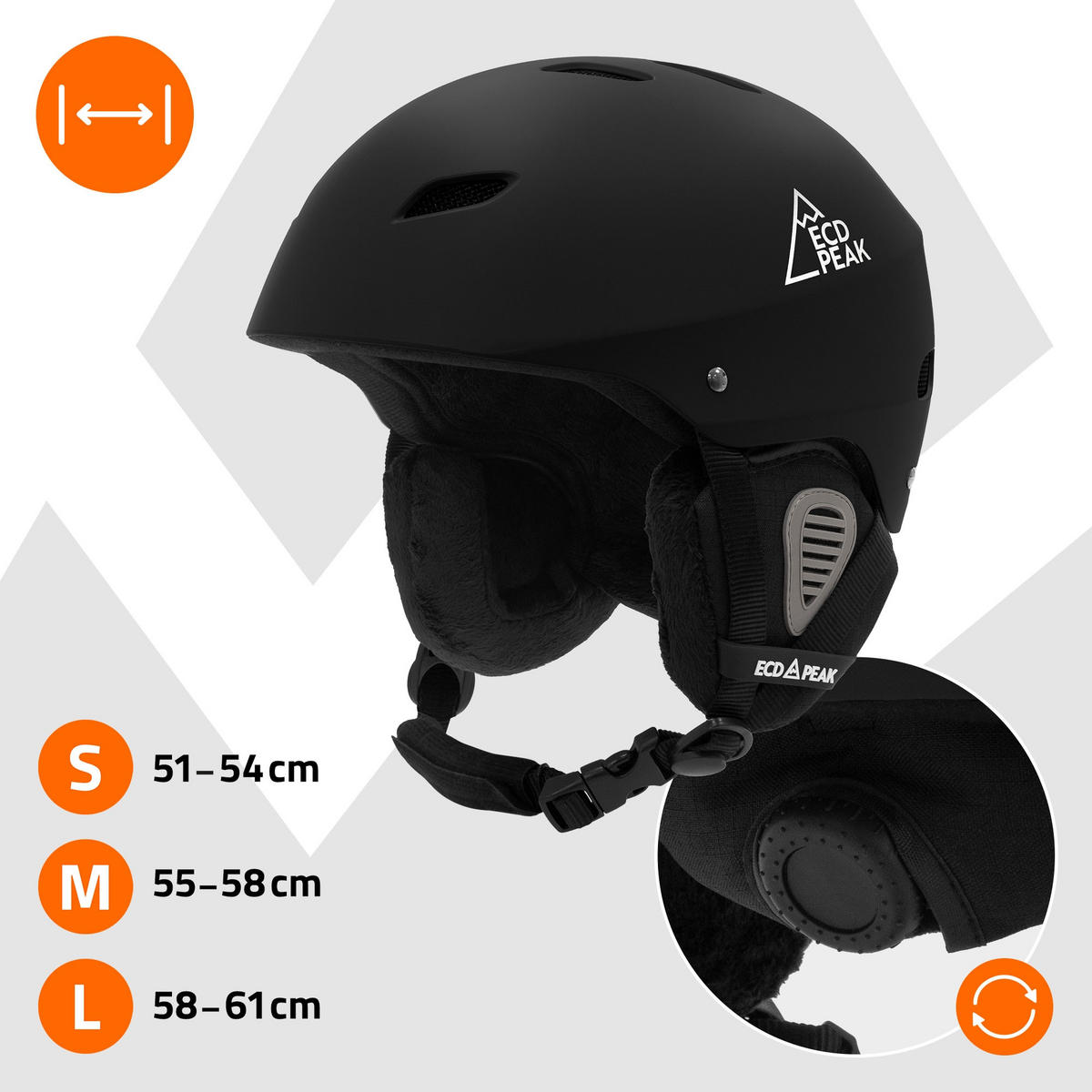 LYŽAŘSKÁ PŘILBA pro muže a ženy, robustní snowboardová přilba, černá, velikost L, 58–61 cm - černá, plast (30/24cm) - ECD-Germany