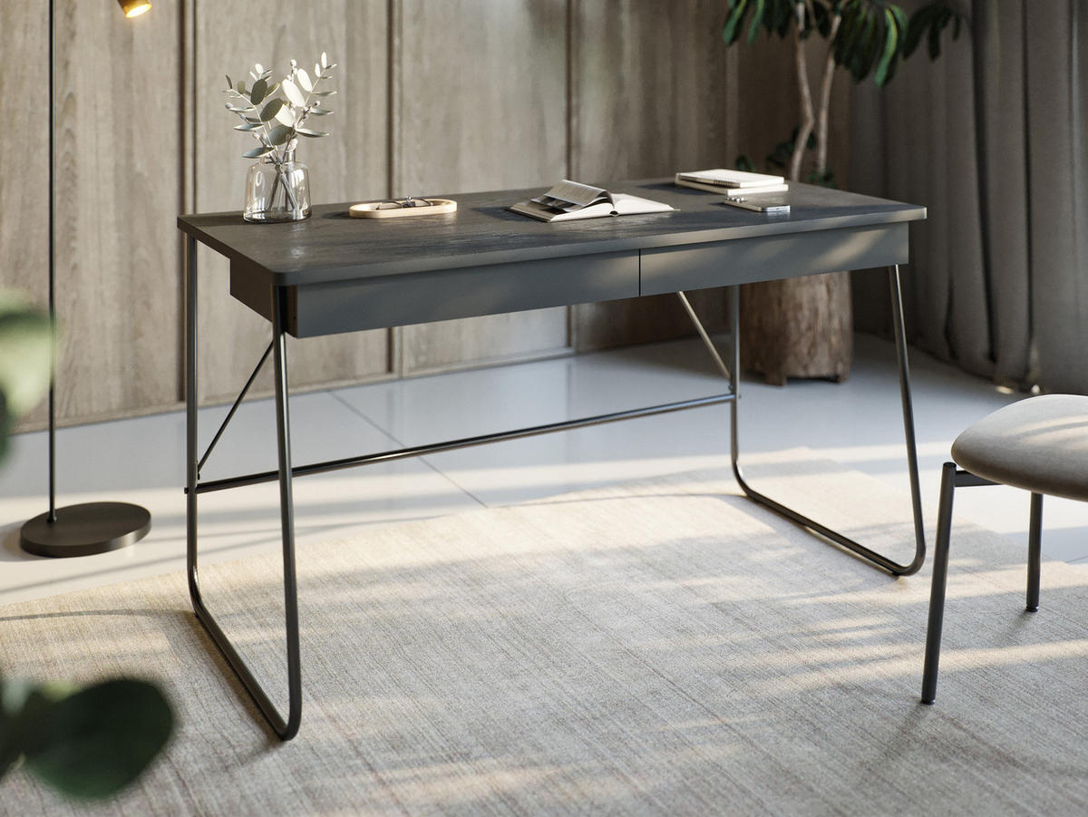 SCHREIBTISCH Match 2S MB01 - Schwarz, Holzwerkstoff/Metall (67/135/77cm) - MIRJAN24