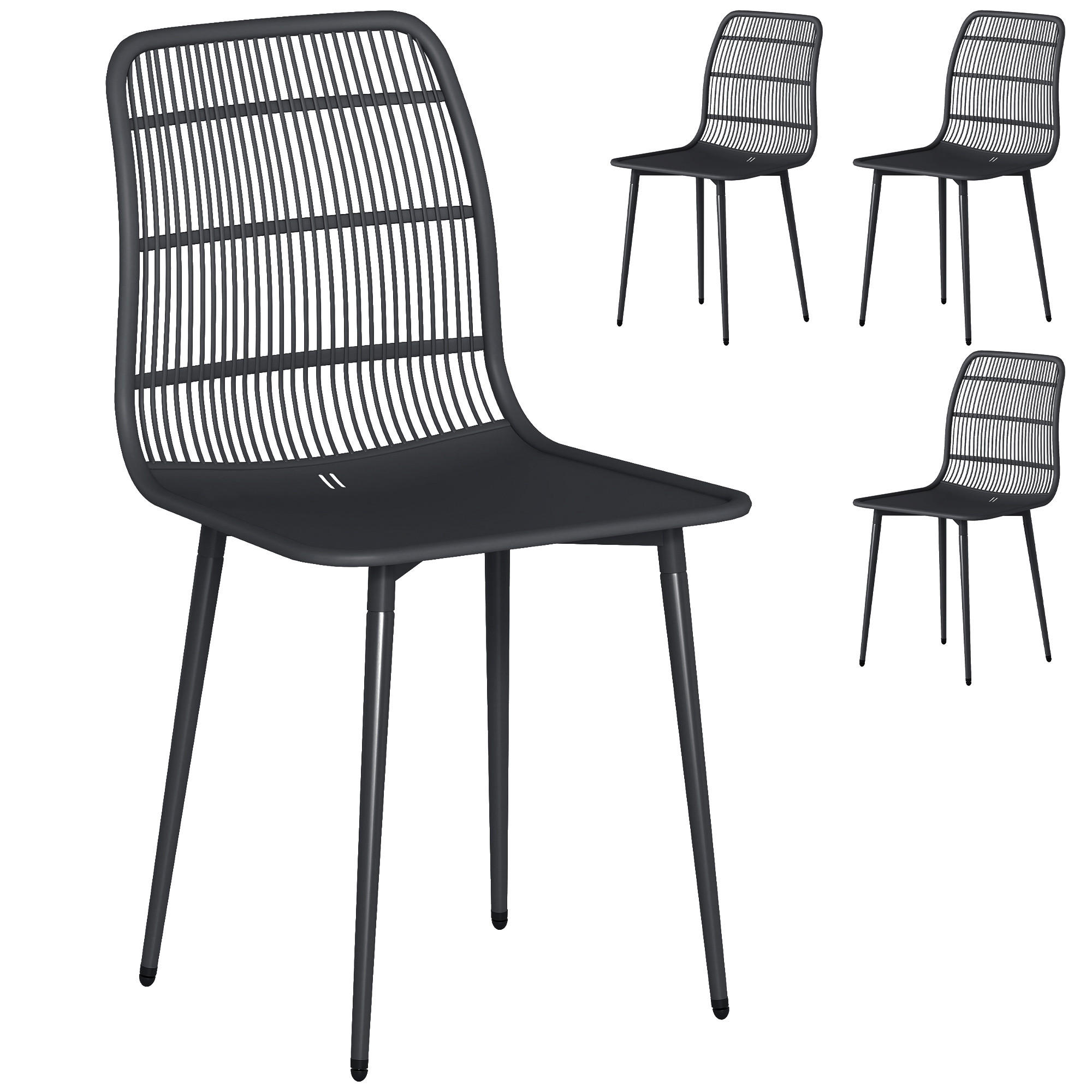 STÜHLE Schwarz 4 Stück - Schwarz, Metall (46/84.5/51cm) - GiPP