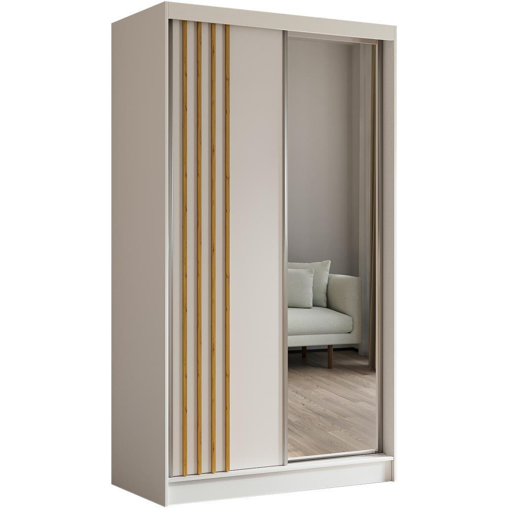 SCHWEBETÜRENSCHRANK Nela 120/216/61 weiß mit Schubladen - Weiß/Eiche Artisan, Holzwerkstoff (120/216/61cm) - Beautysofa