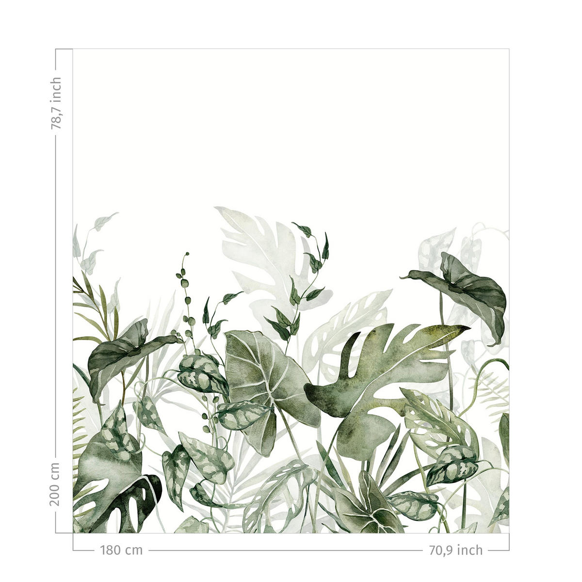 DUSCHVORHANG Tropische Blätter Aquarell 180/200 cm - Grün, Textil (180/200cm) - Bilderwelten