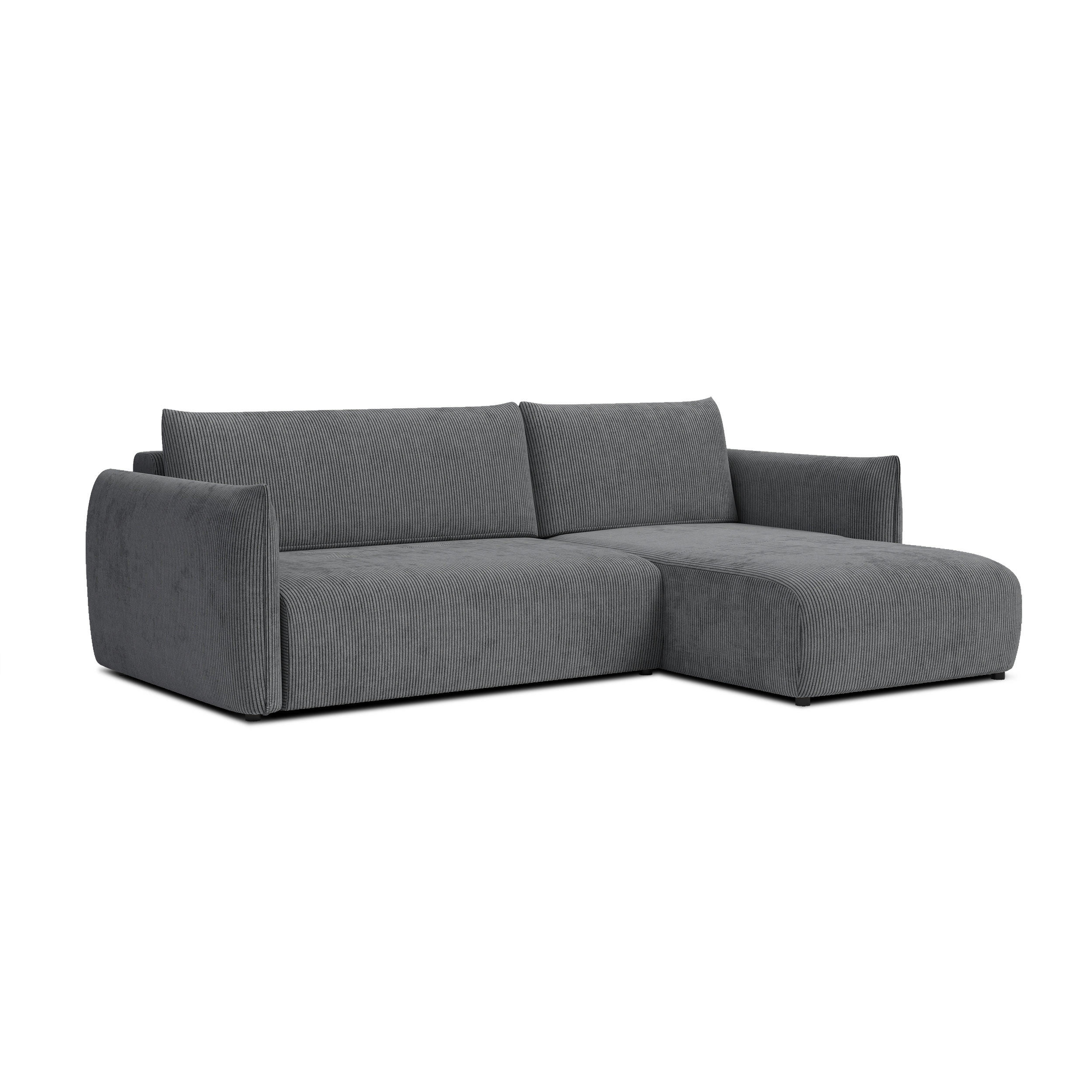 ECKSOFA TAUER 3-Sitzer links, dunkelgrau - Dunkelgrau/Schwarz, Holz/Textil (248/173cm) - Courtois Laville