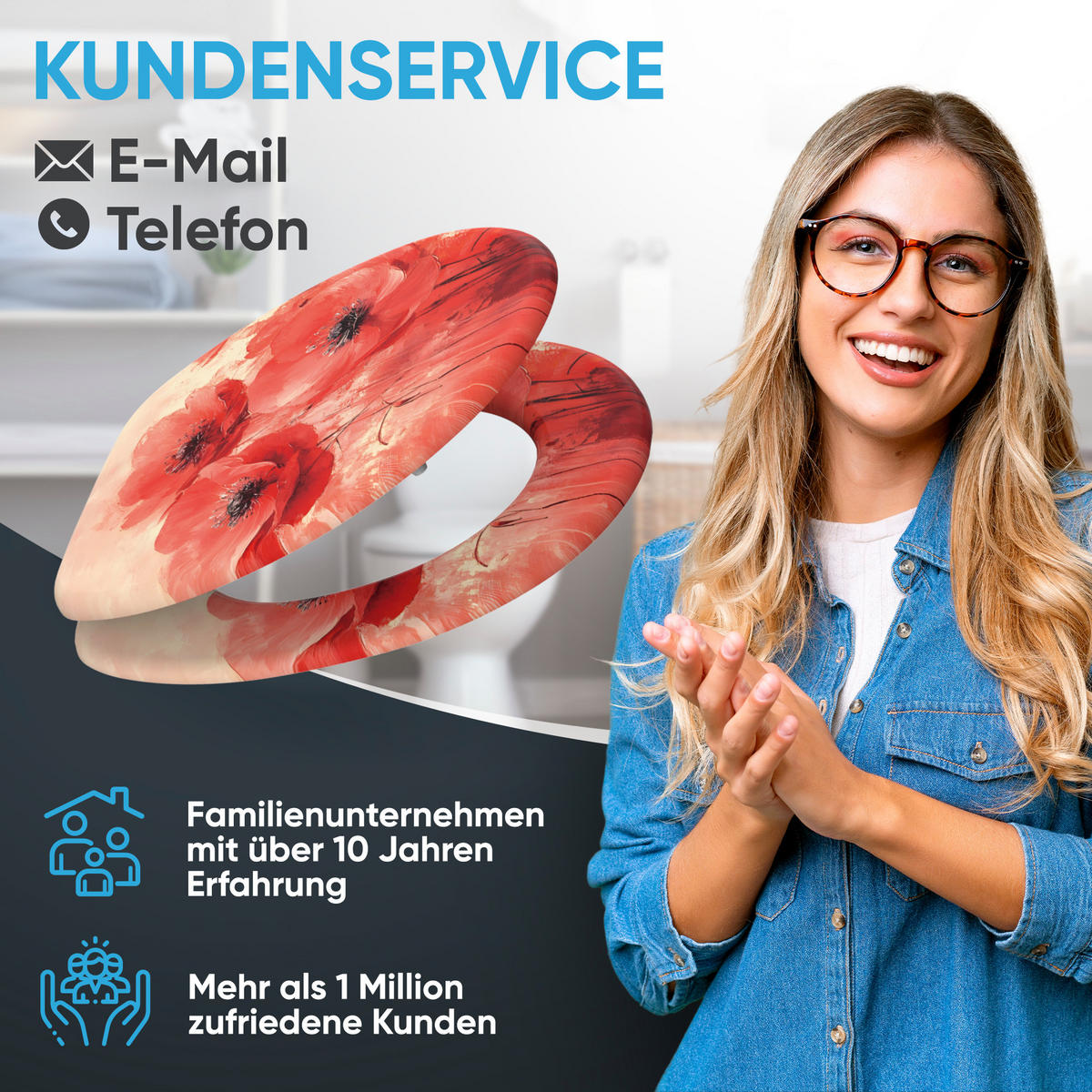 WC Sitz mit Absenkautomatik Poppy - Rot, Holzwerkstoff (38/6/47cm) - Sanilo