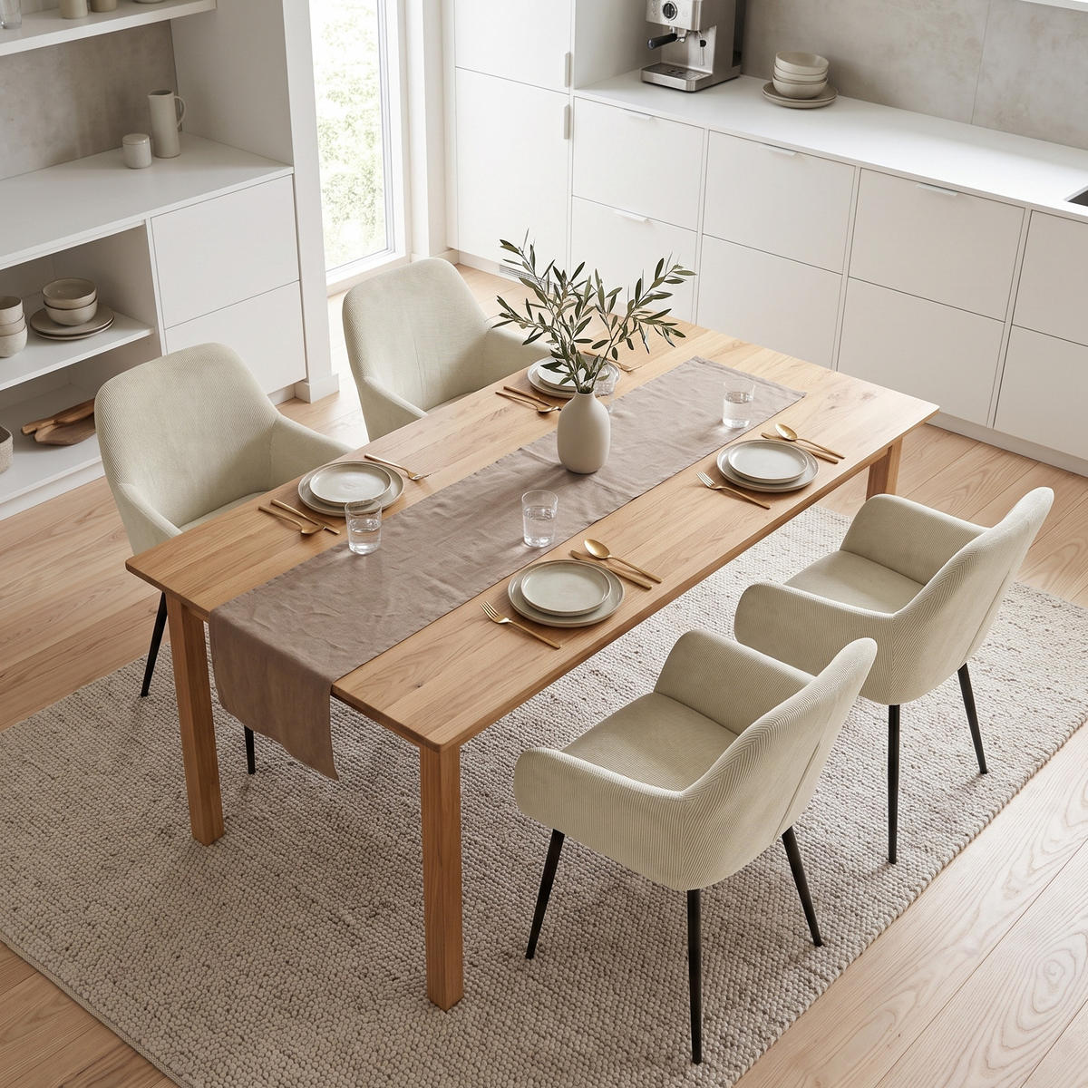 ESSZIMMERSTÜHLE 2er-Set Creme 59.5/58.0/81.5 cm - Creme, Textil (58/81.5/59.5cm)