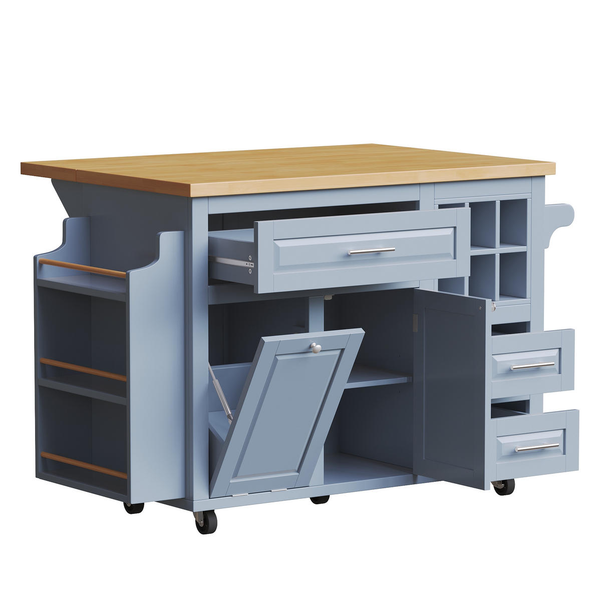KÜCHENINSEL Blau 143/45-75/91 cm - Blau, Holzwerkstoff (143/91/75cm) - PANGIVO