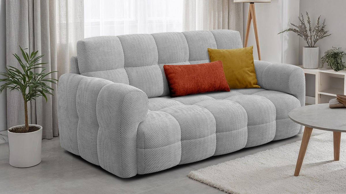 SOFA MELLOW 2,5-Sitzer, hellgrau - Hellgrau/Schwarz, Holz/Textil (183/87/98cm) - Courtois Laville