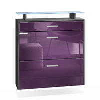 SCHUHSCHRANK Malea Fronten in Brombeer Hochglanz - Brombeere, Holzwerkstoff (89/96/23cm) - Vladon