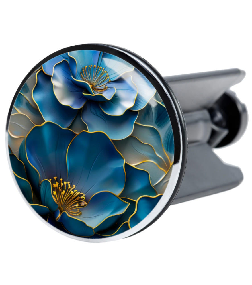 WASCHBECKENSTÖPSEL Bluemara - Blau/Gelb, Kunststoff/Metall (4/7/7cm) - Sanilo