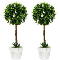 KUNSTPFLANZE Lavendel 2er-Set Künstliche Pflanzen 60 cm Zimmerpflanze Weiß - Weiß/Braun, Kunststoff (60cm) - HOMCOM