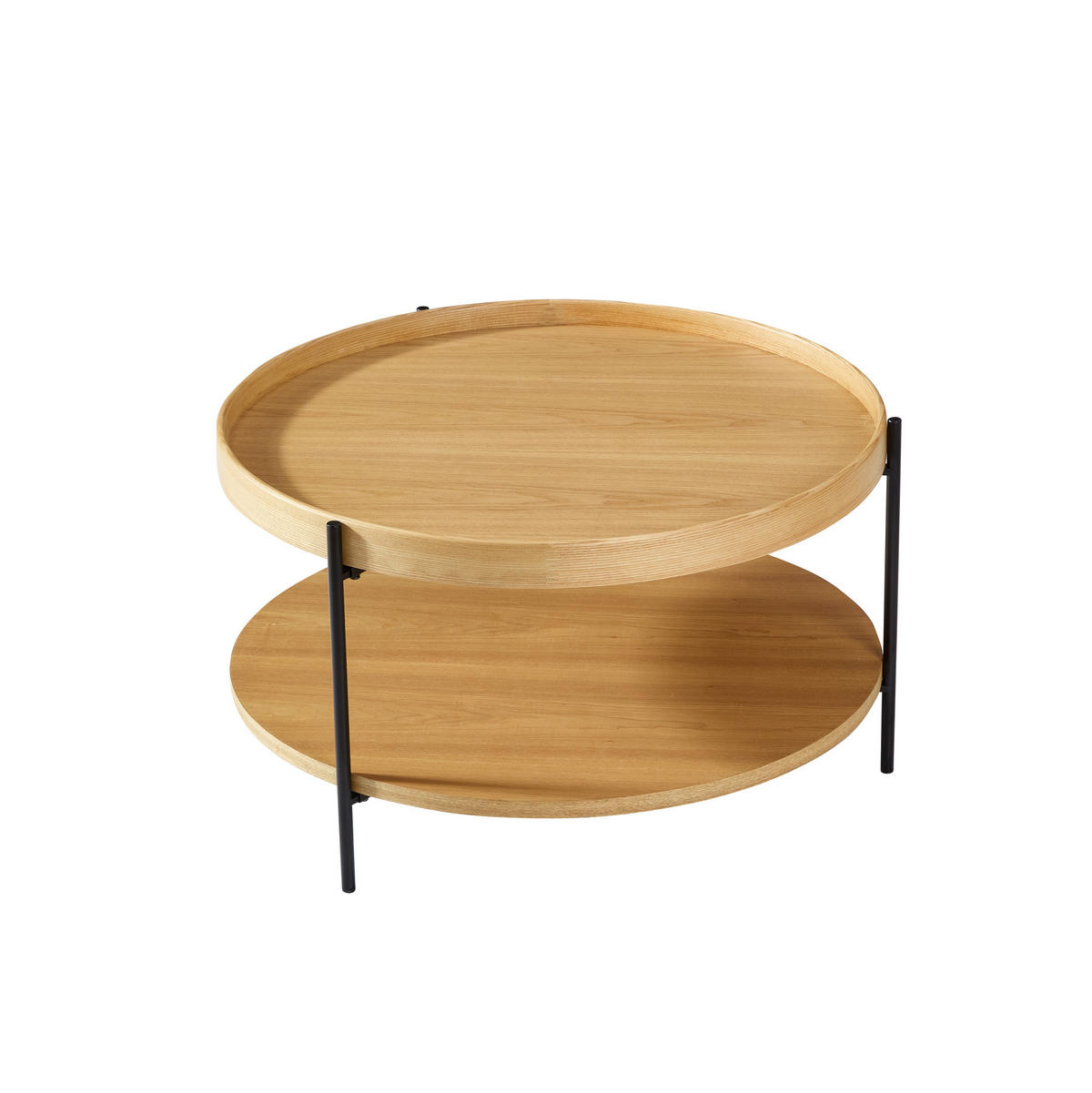 COUCHTISCH 69/69/38 cm Natur aus Massivholz und MDF mit 2 Ebenen - Naturfarben, Holzwerkstoff (69/69/38cm) - OKWISH