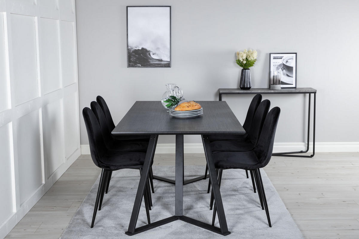 TISCHGRUPPE Schwarz - Schwarz, Holzwerkstoff (90/75/180cm) - ebuy24