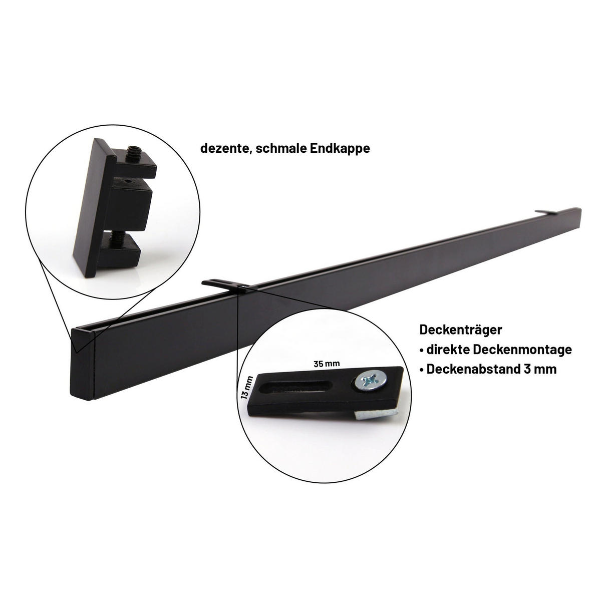 GARDINENSCHIENE 1-lauf Loft 370cm - Schwarz, Metall (370cm) - Deco-Raum